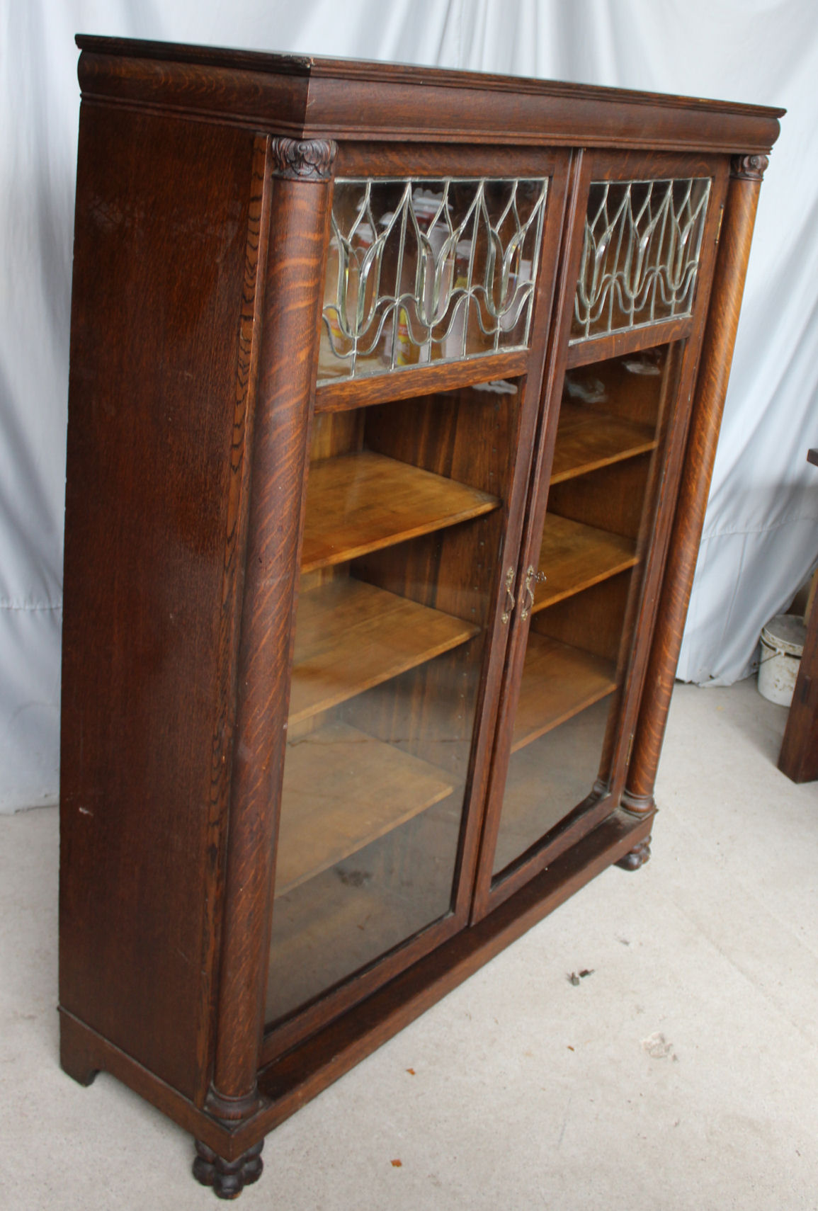 Bargain John S Antiques Antique Oak Double Door Bookcase With