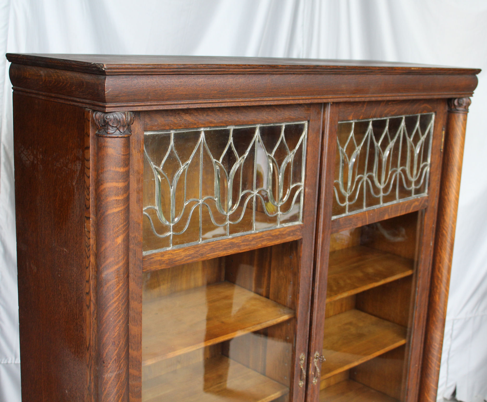 Bargain John S Antiques Antique Oak Double Door Bookcase With