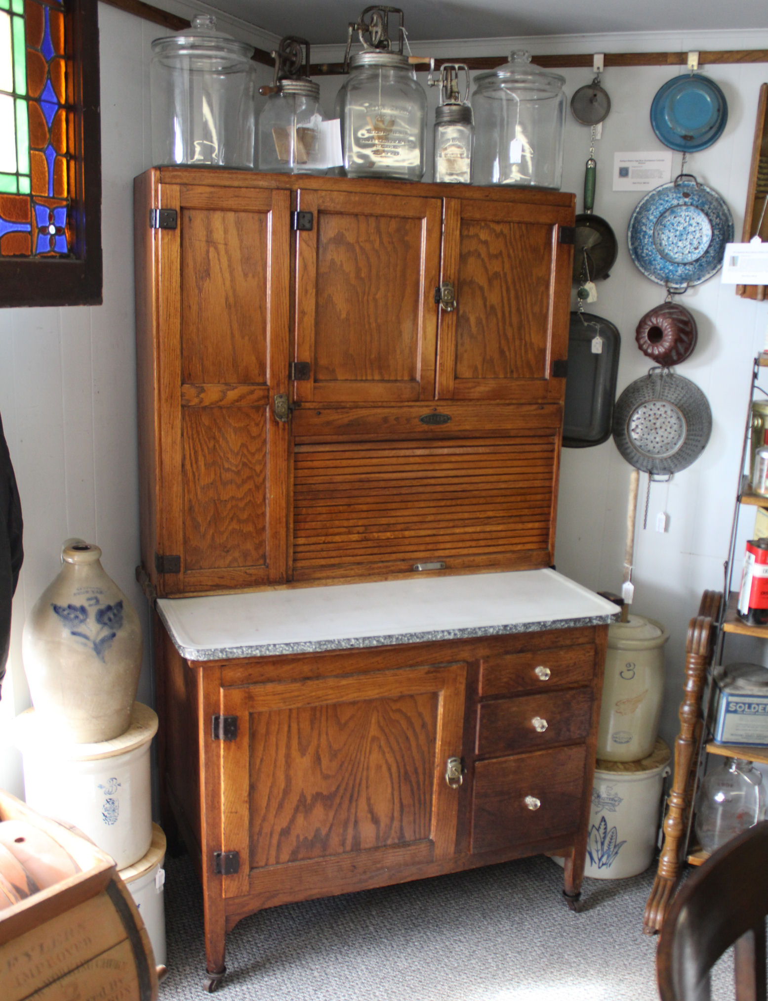 Bargain John S Antiques Antique Oak Sellers Kitchen Cabinet