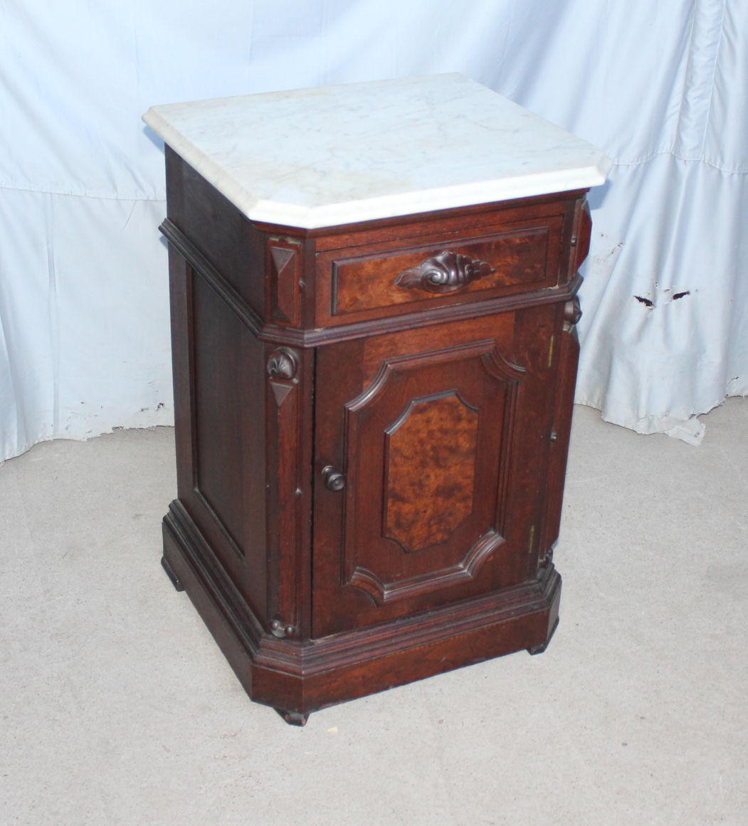 Bargain John S Antiques Antique Victorian Walnut Marble Top Half Commode Night Stand Bargain John S Antiques