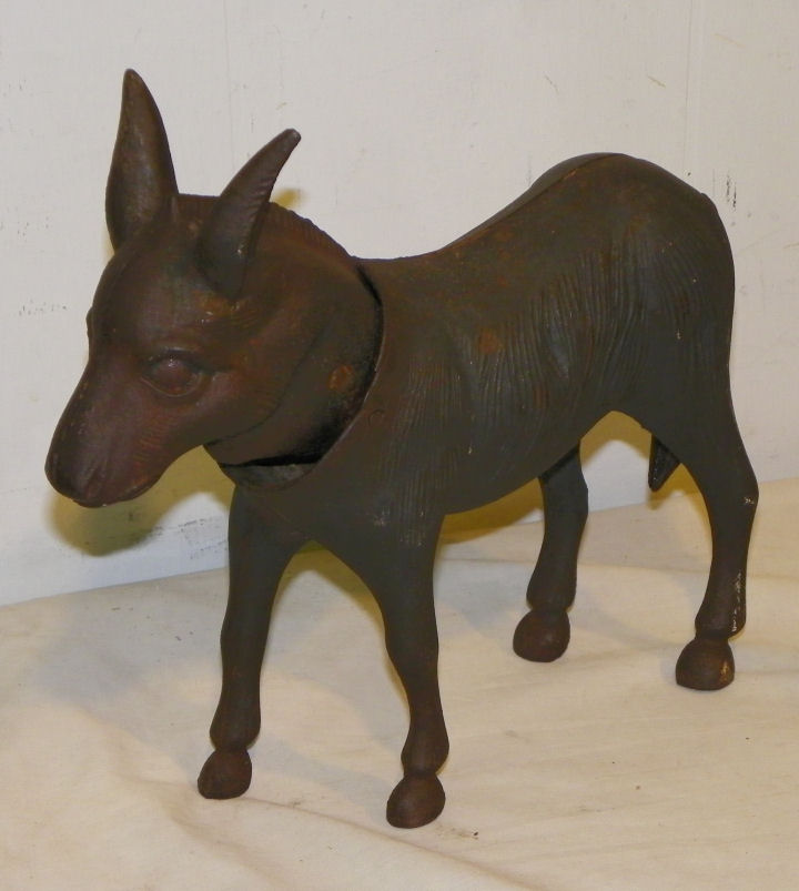 Large Cast Iron Donkey Figure Door Stop 9 1/2" Tall 10" wide 0170-04664 