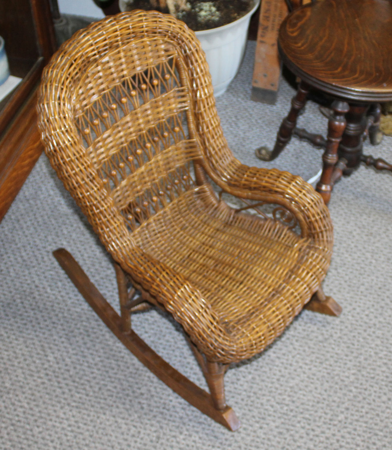 antique childs wicker rocking chair