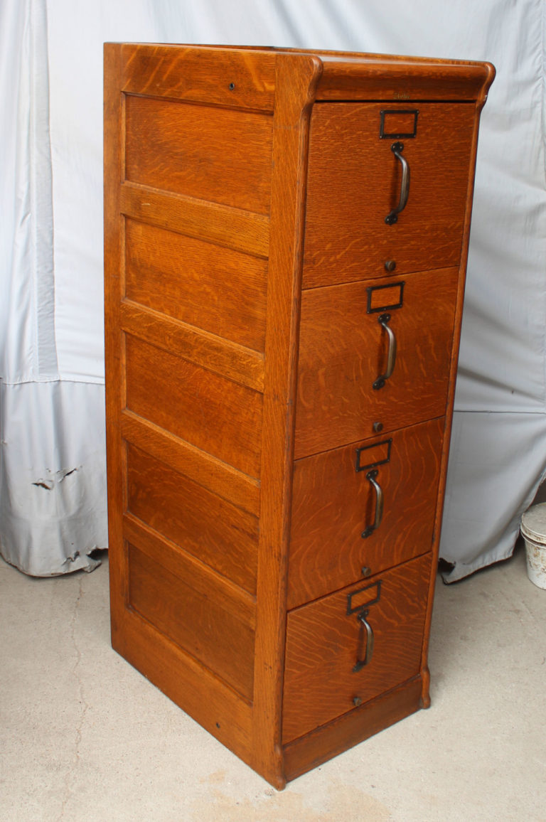 Bargain John's Antiques | Antique Oak Four Drawer Globe Filing File ...