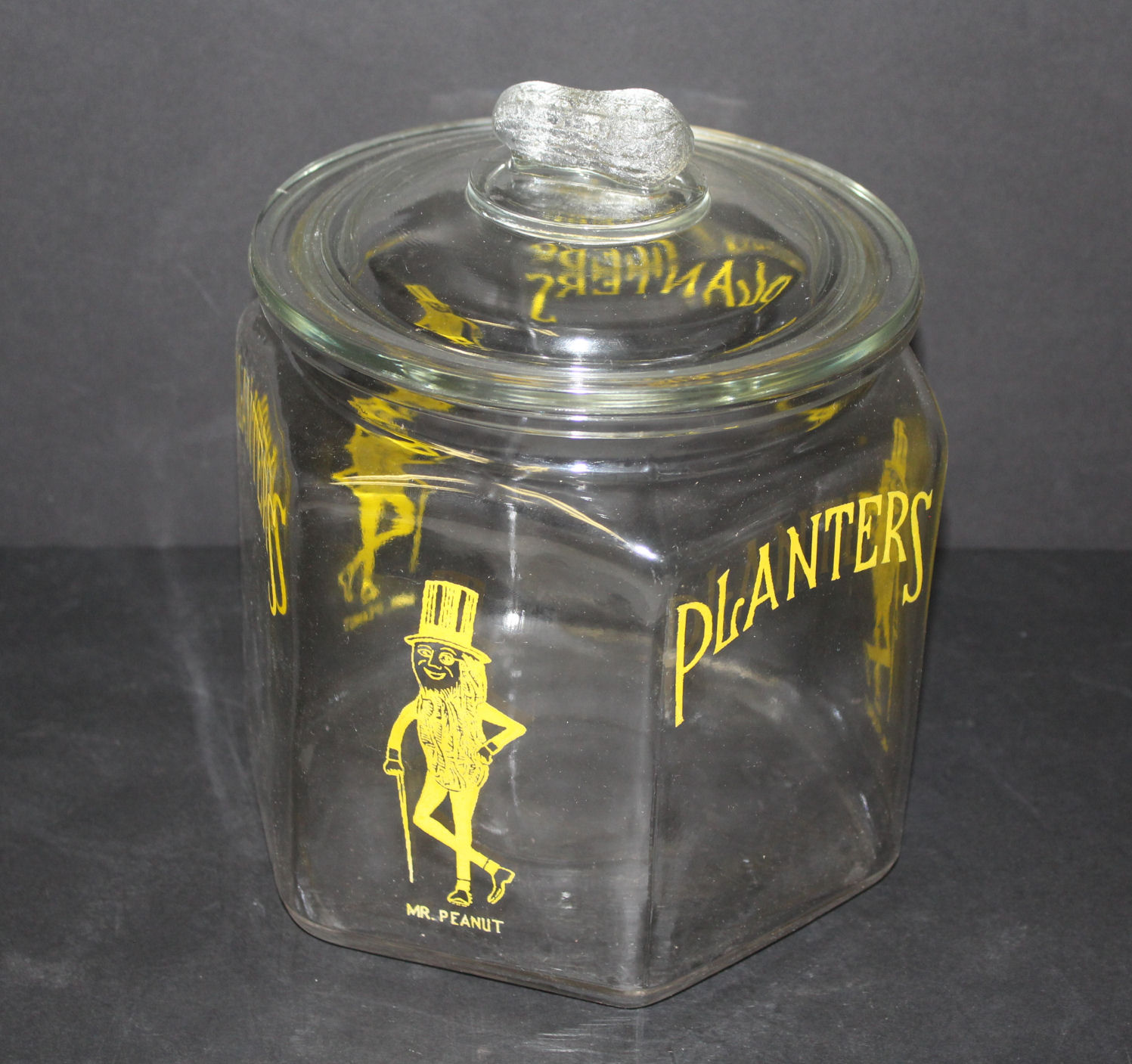 Bargain John's Antiques | Planters Peanuts Advertising Country Store Glass Hexagon ...