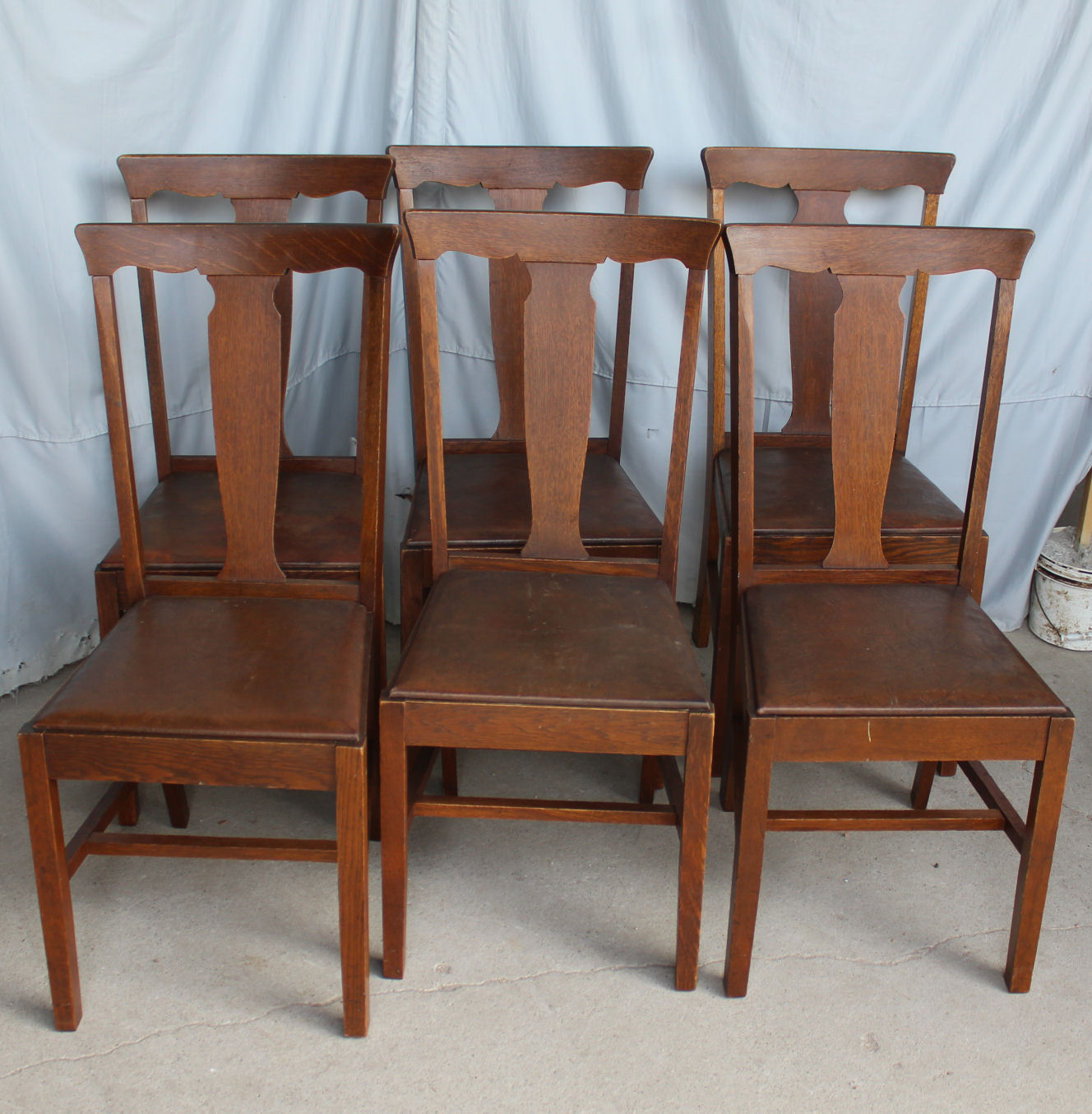 Bargain John's Antiques | Antique Set of Six Oak T back ...