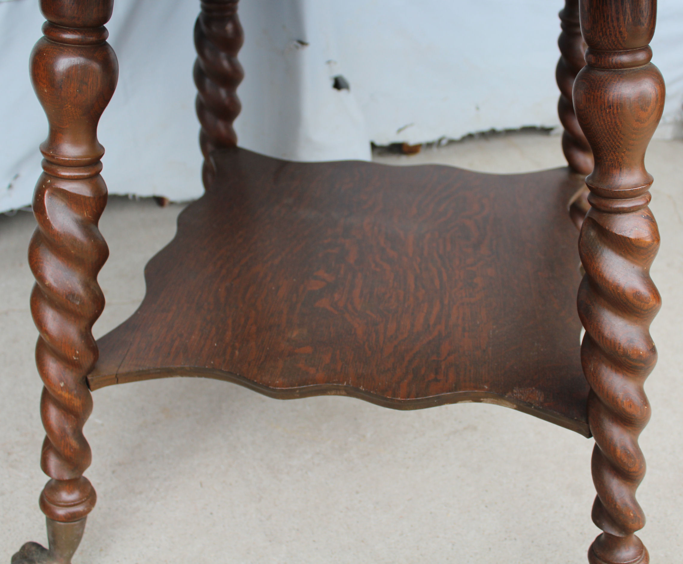 Bargain John's Antiques Antique Oak Parlor Table with Large Glass