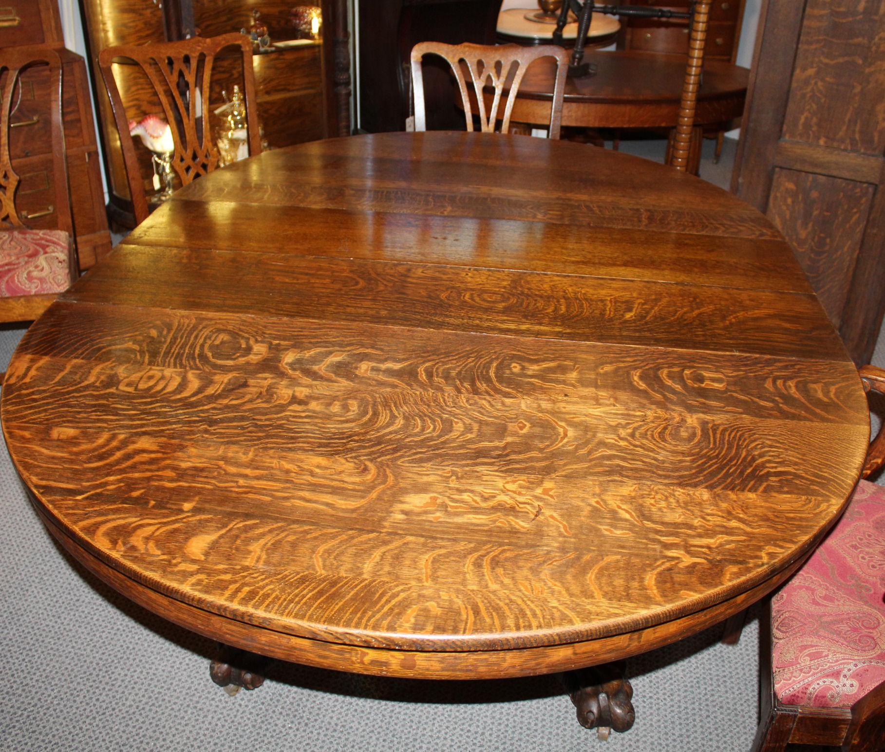 Bargain Johns Antiques Antique Round Oak Dining Table Carved Claw