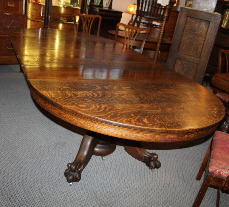 Bargain John's Antiques | Antique Round Oak Dining Table - carved claw