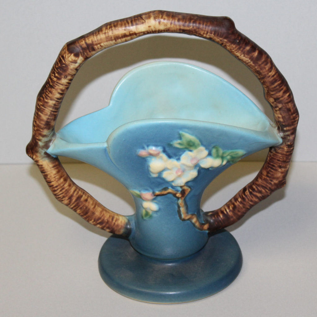 AA Importing - Blue Roseville-Style Vase - Orchid
