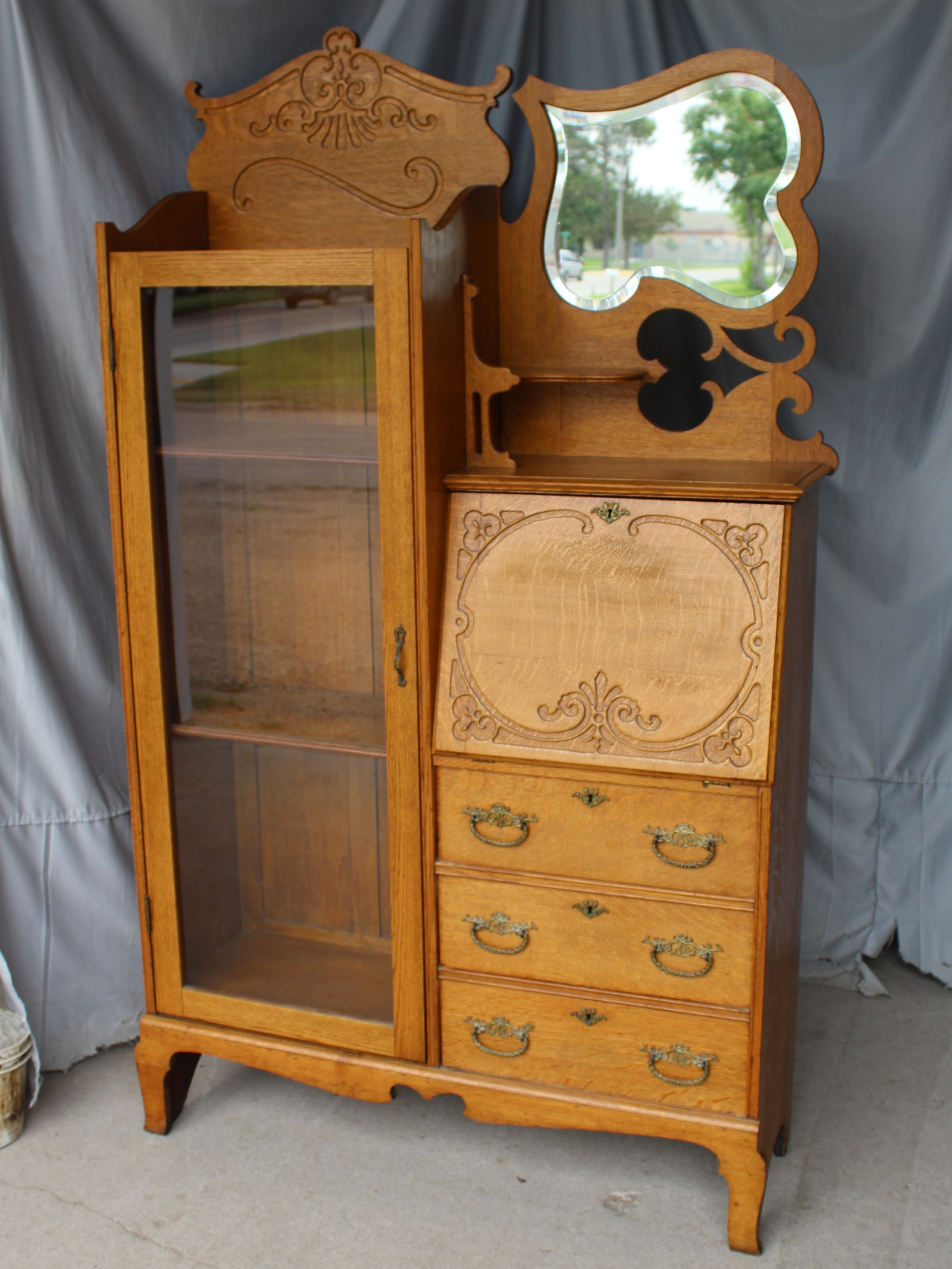 Bargain John S Antiques Antique Oak Side By Side Secretary