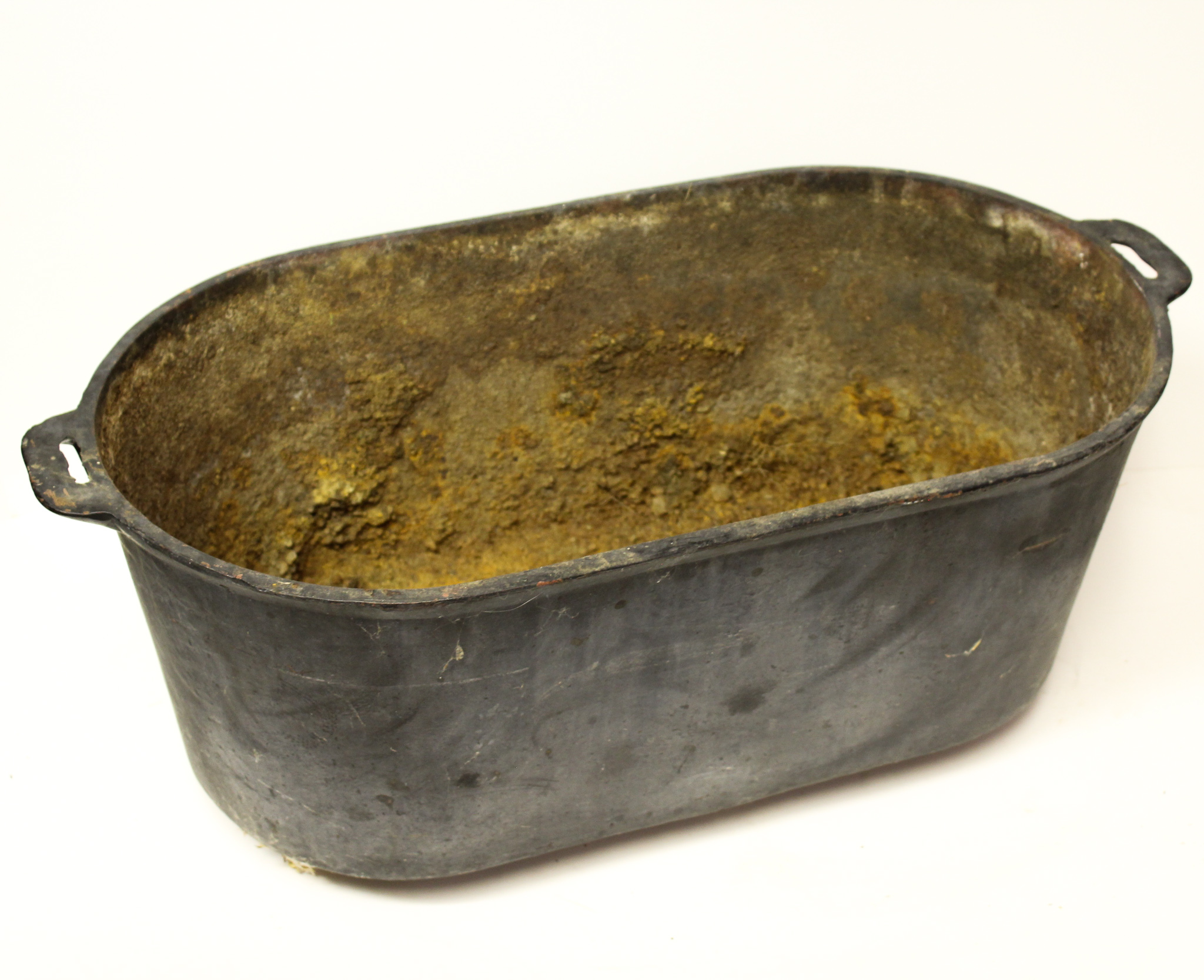 Bargain John's Antiques  Antique Cast Iron Oblong Oval Cooking Pot Boiler  - double handles - Bargain John's Antiques