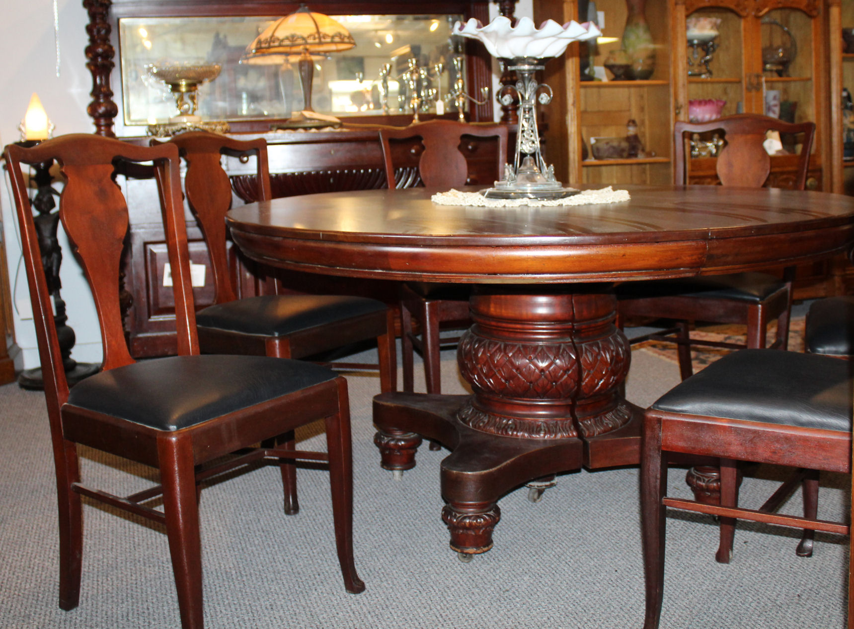 Bargain John S Antiques Antique, Mahogany Round Table And Chairs