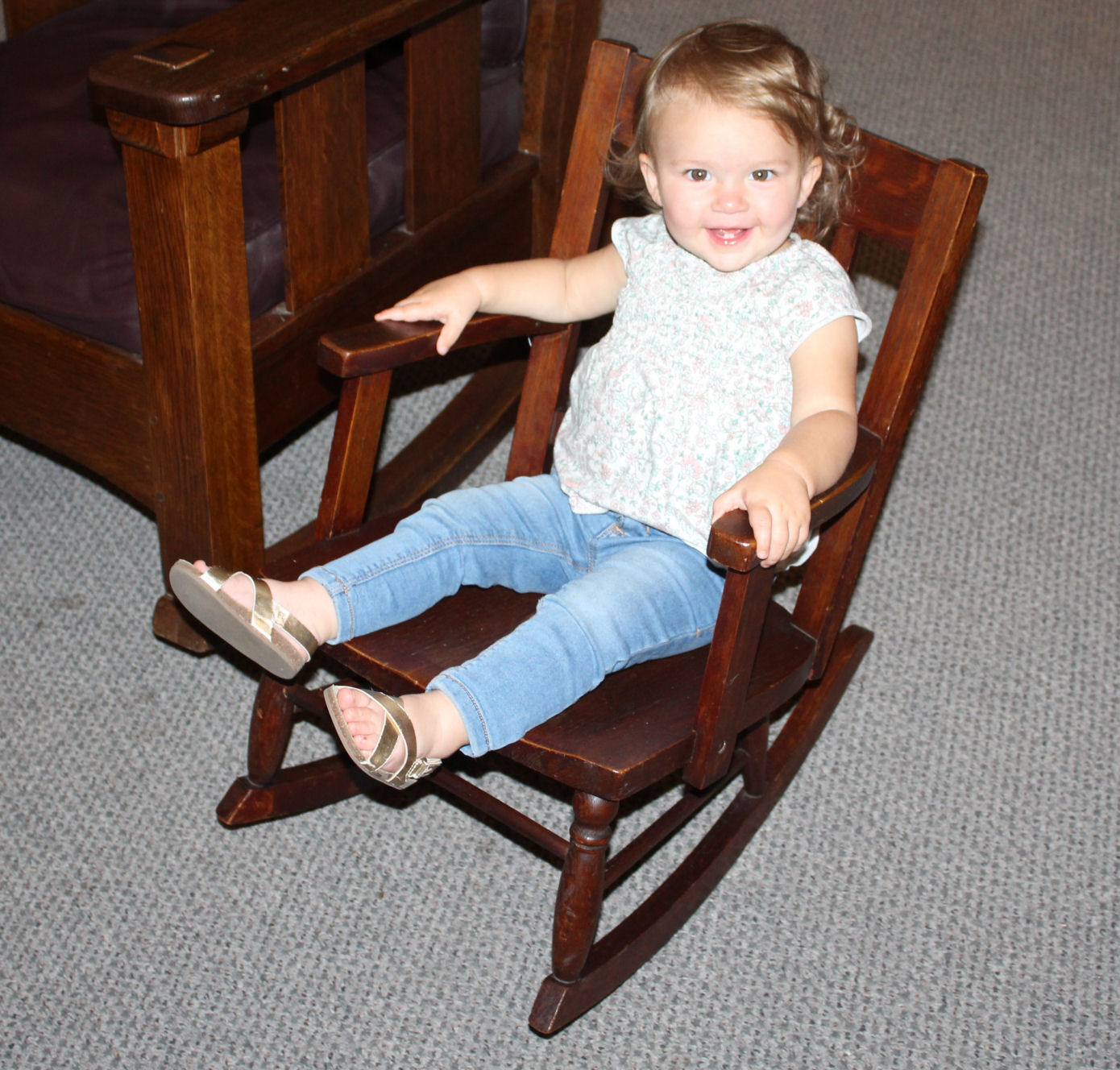 childs oak rocking chair