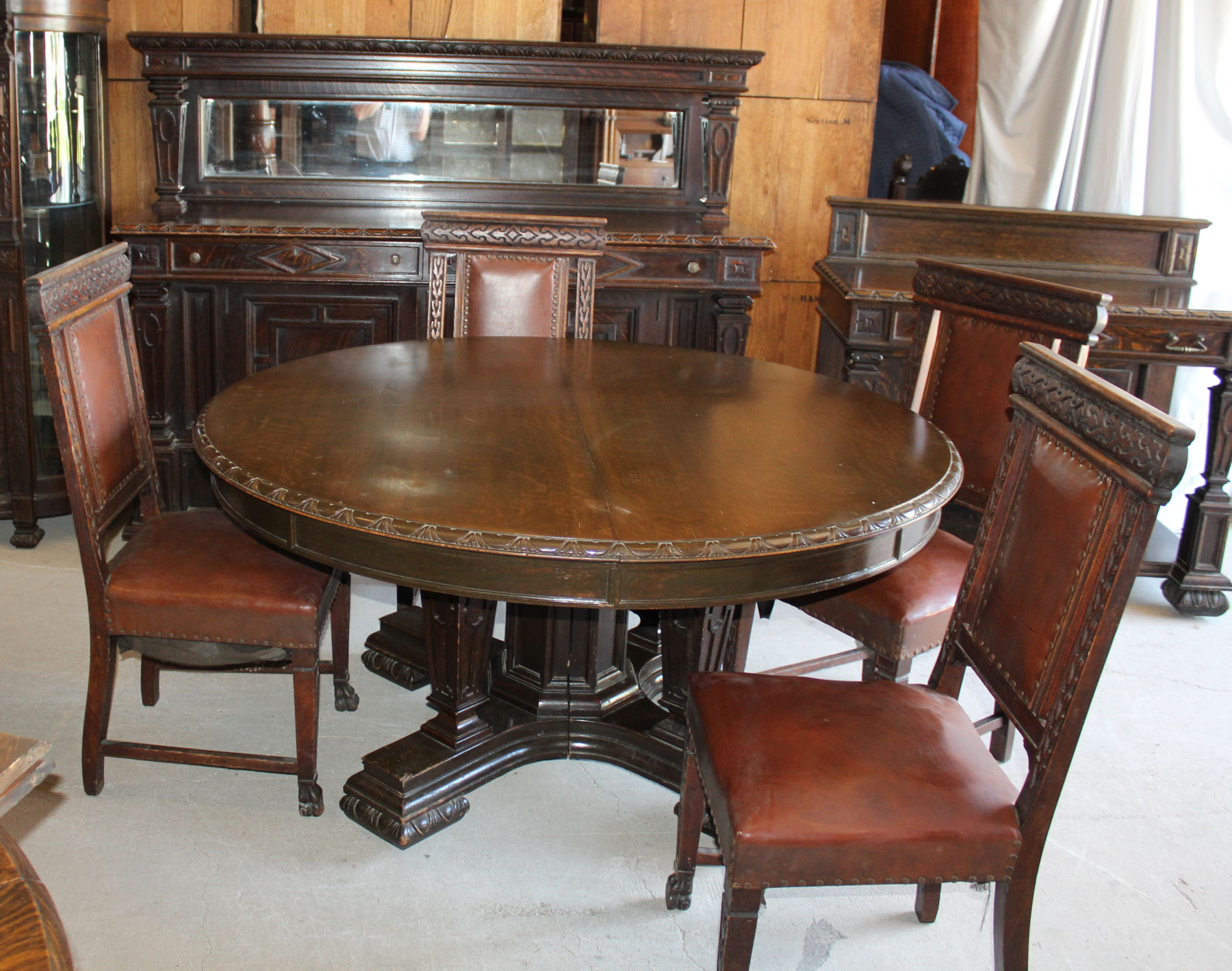 Antique Oak Dining Room Set, Antique Oak Dining Room Table And Chairs Set