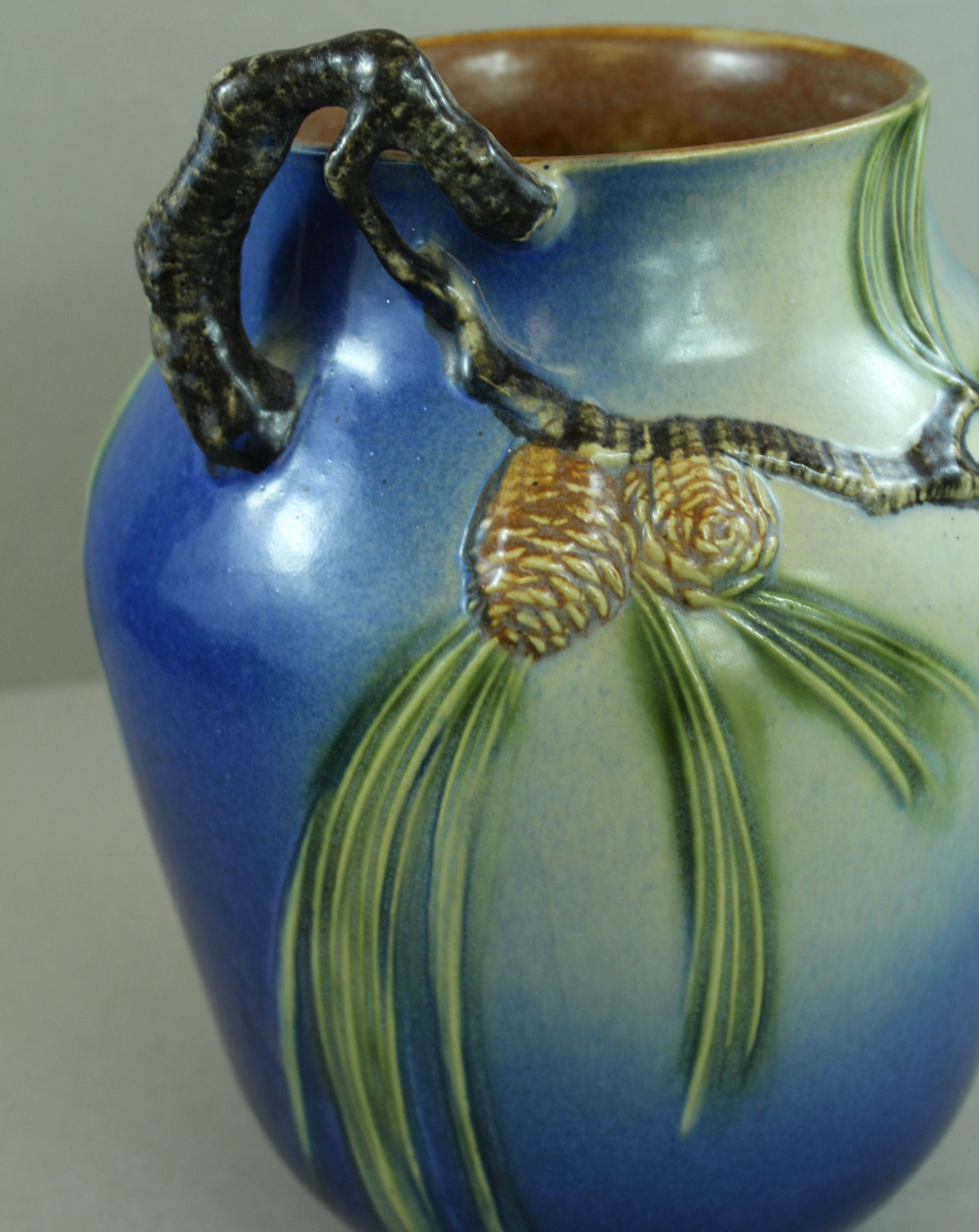 Bargain John's Antiques Roseville Pottery Blue Pine Cone Tall