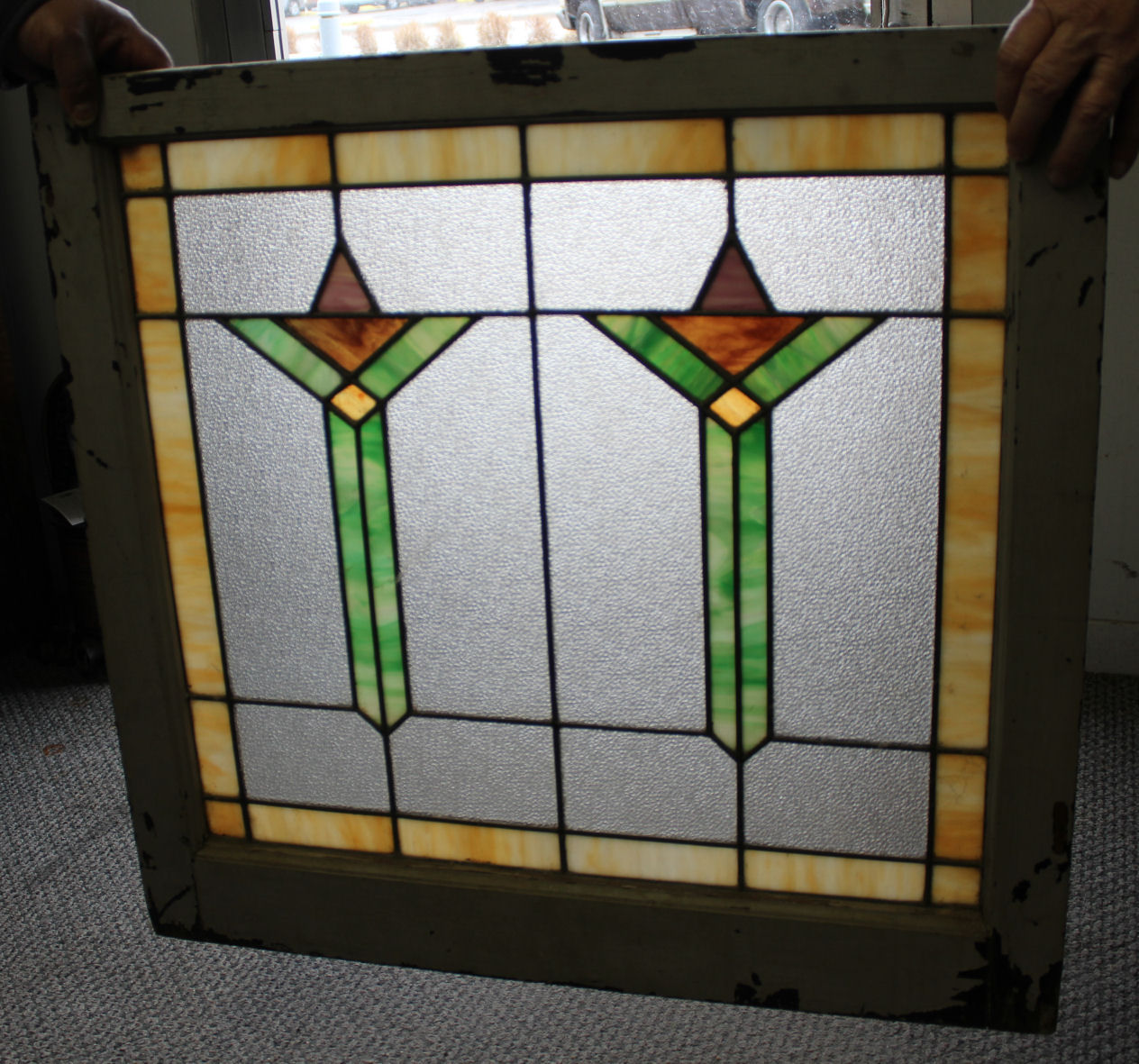 Bargain John S Antiques Antique Stain Glass Window In