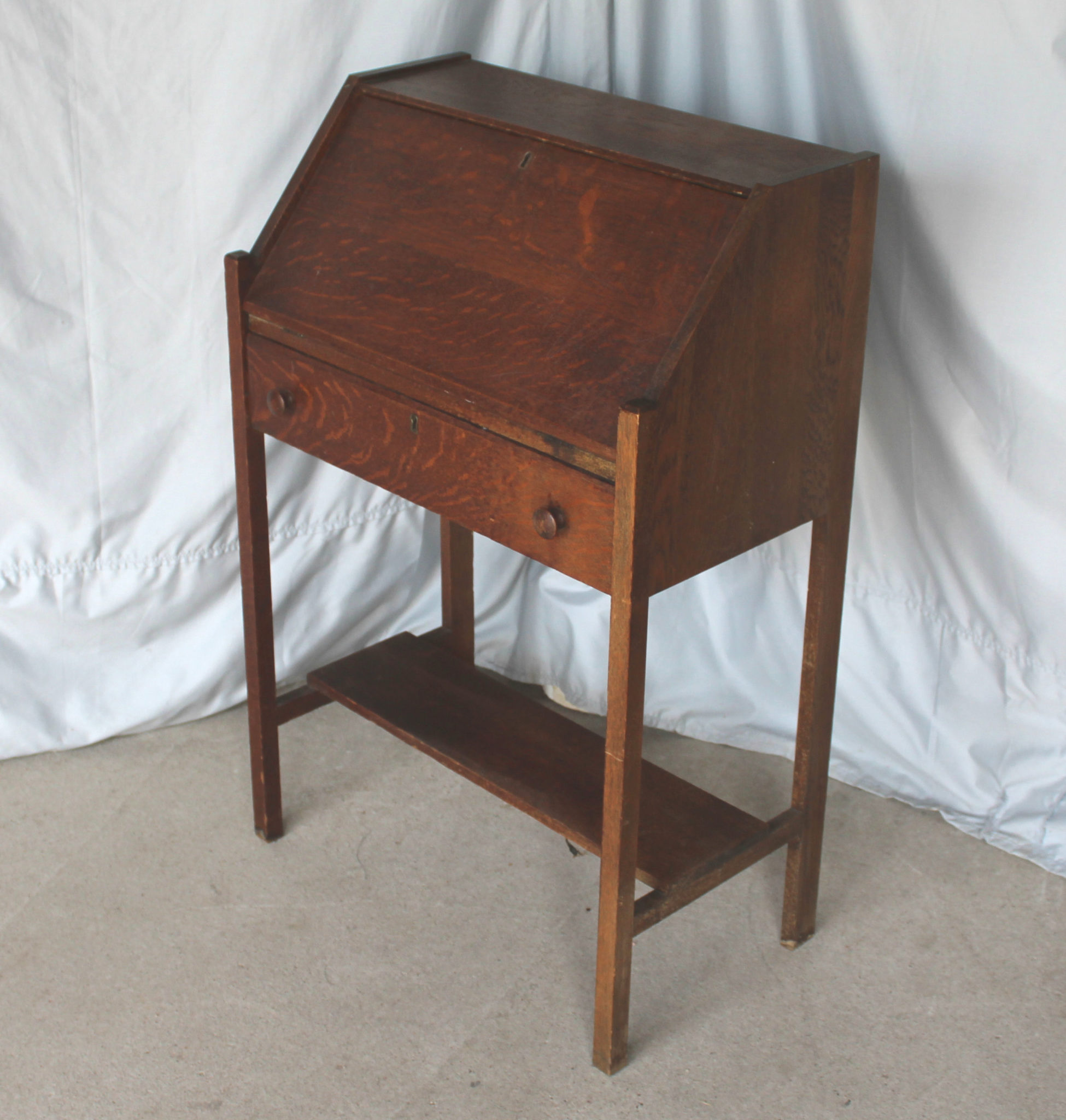 Bargain John's Antiques Antique Mission Drop Front Desk Smaller