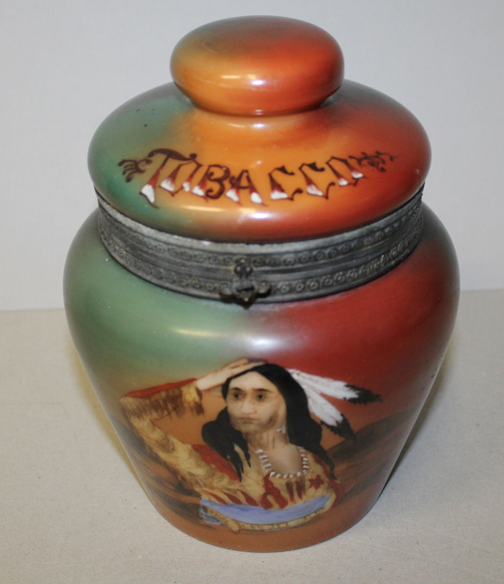 Antique Handel Ware Signed Tobacco Humidor
