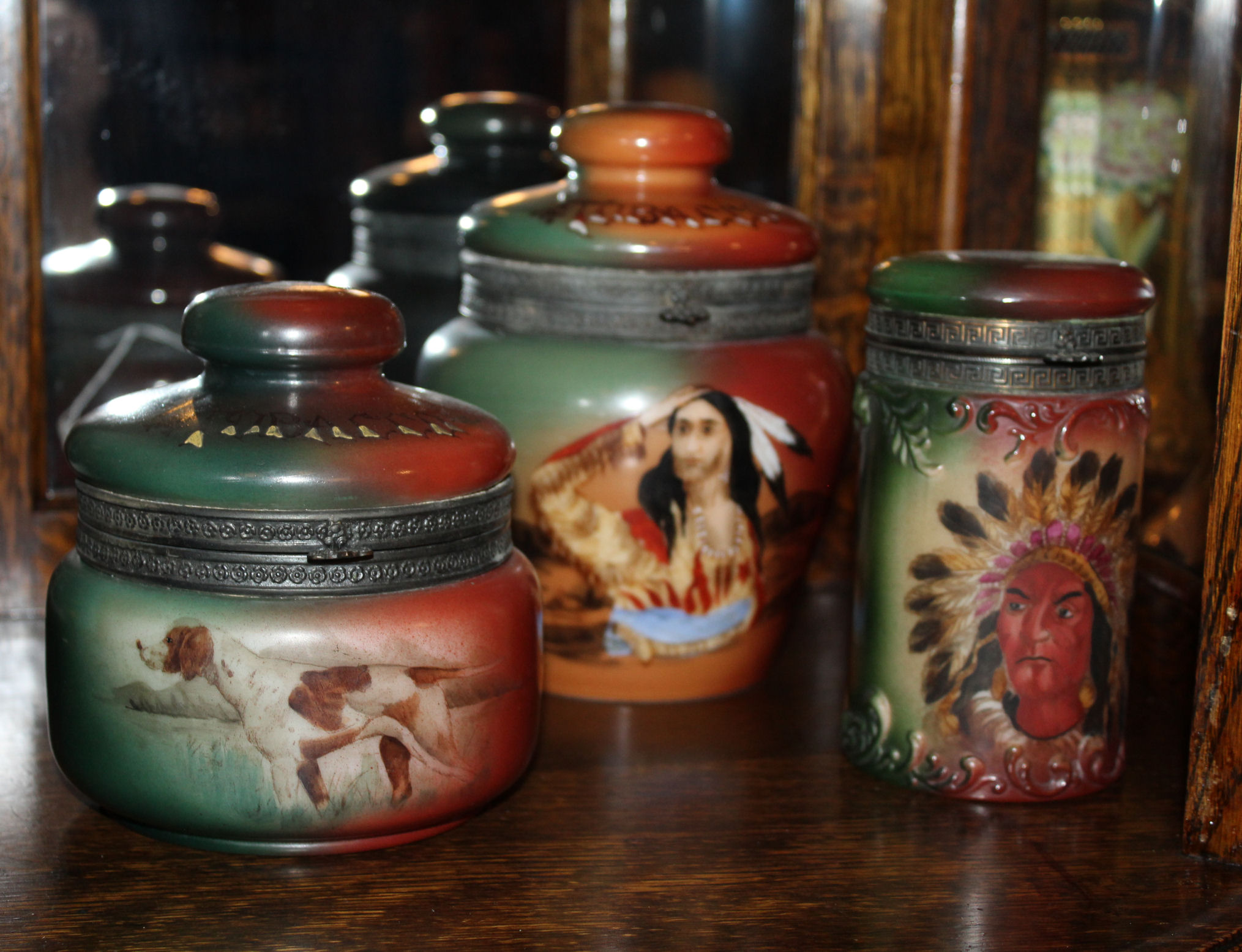 tobacco humidor antique Antique Collection of 3 Tobacco Humidors