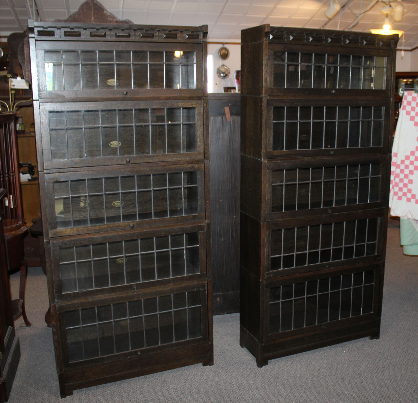 Crafts Mission Oak Bookcases, Arts And Crafts Antique Bookcase