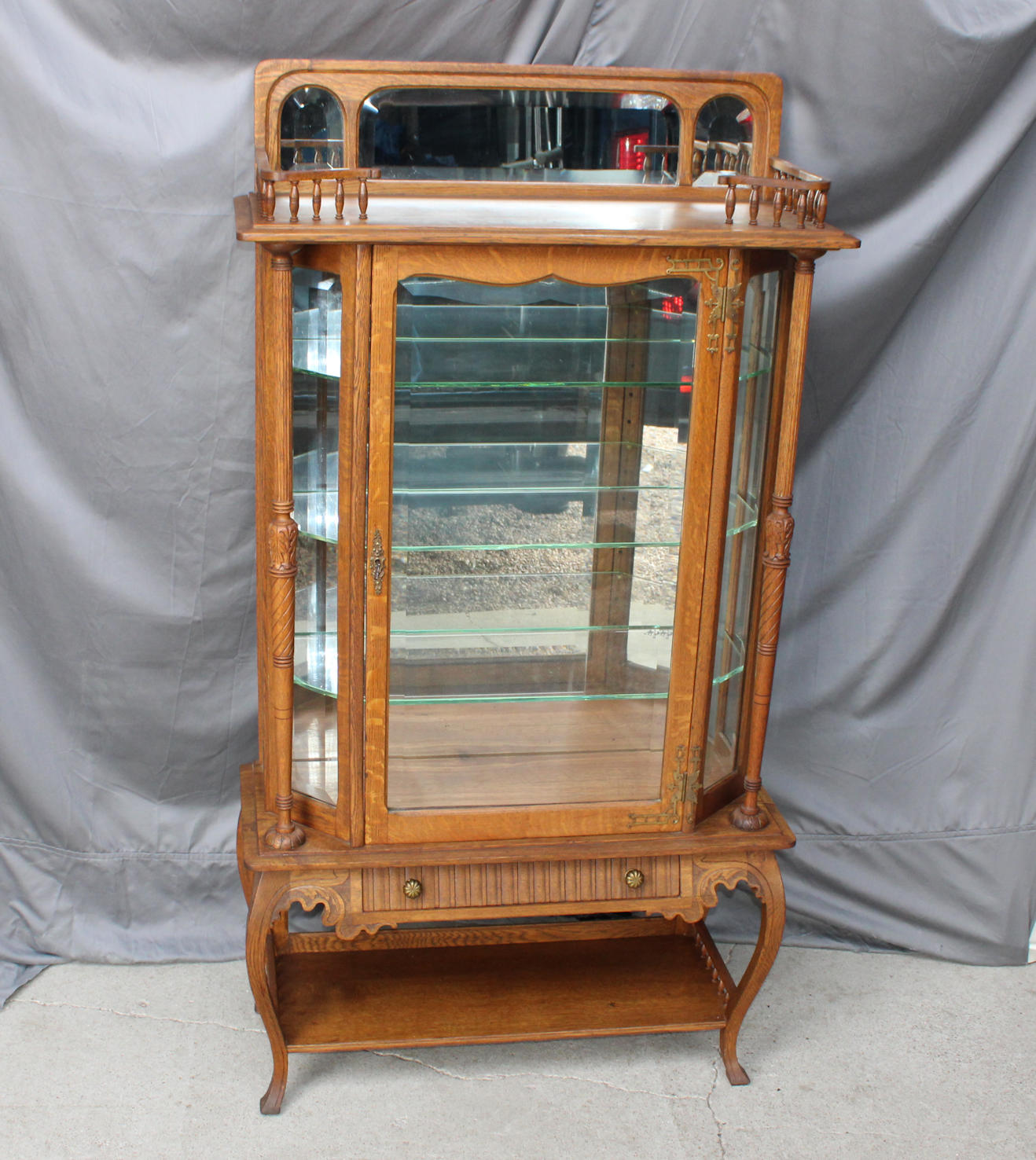 Bargain John's Antiques | Antique Oak Curio Crystal or China