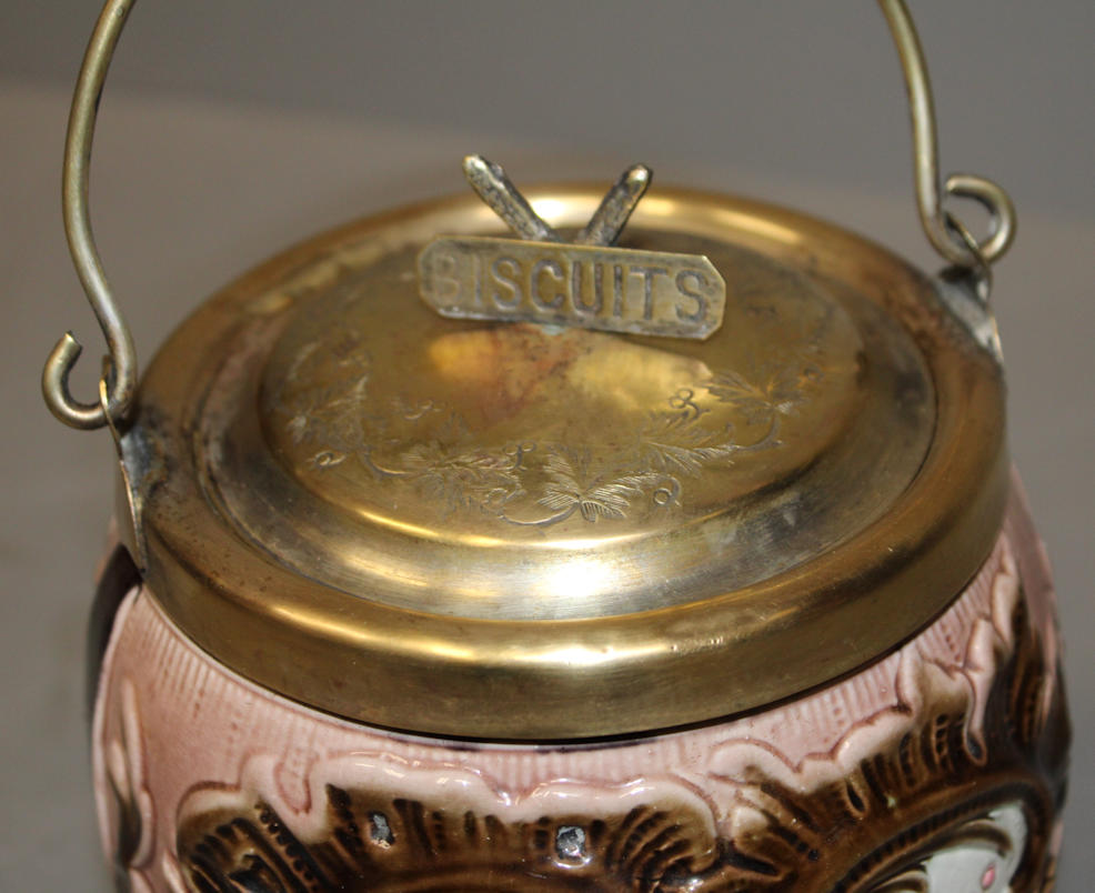 Bargain John's Antiques | Antique Majolica Biscuit Jar - Bargain