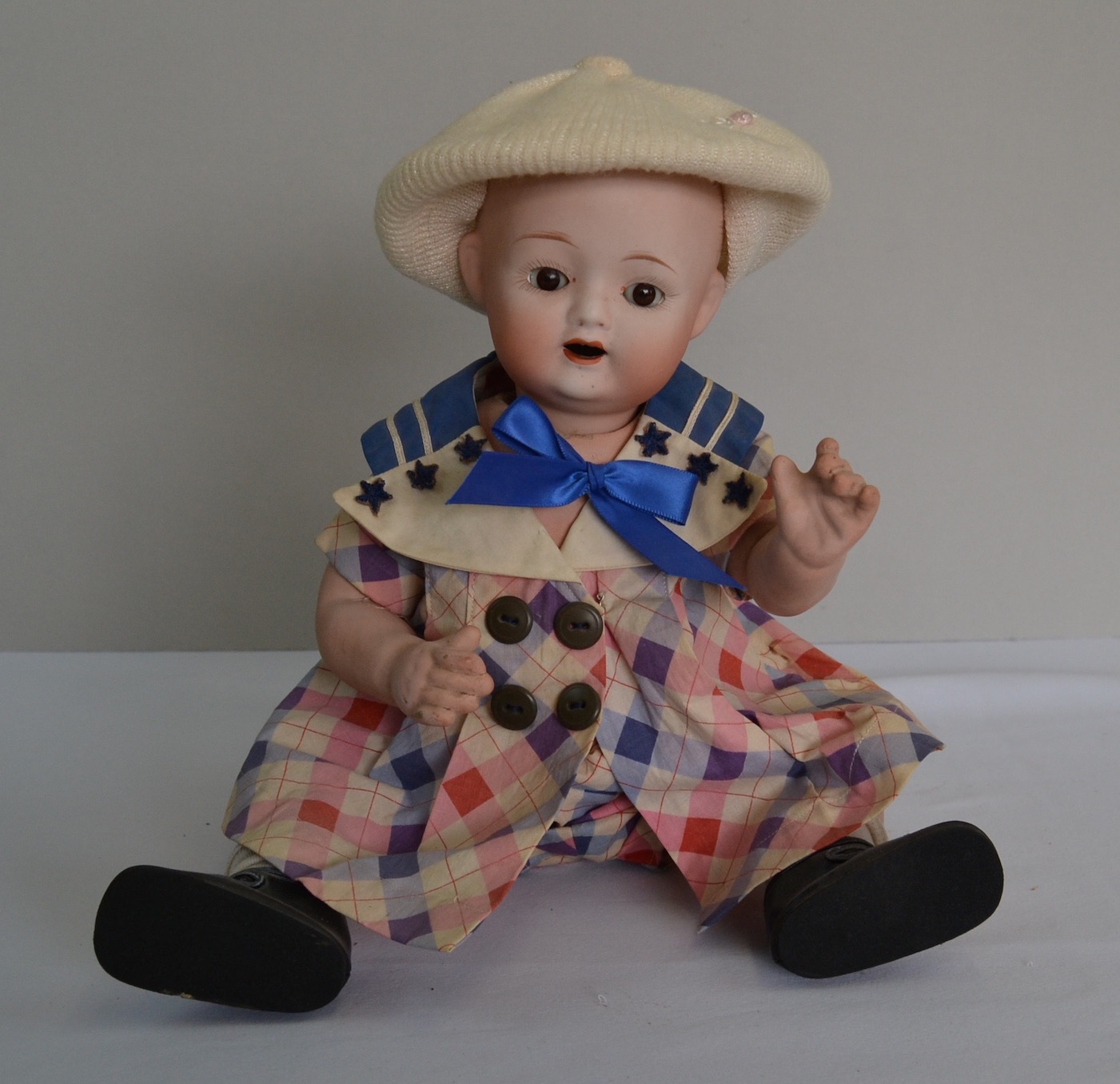 Antique Bisque Doll Head With Glass Eyes Made in Japan 