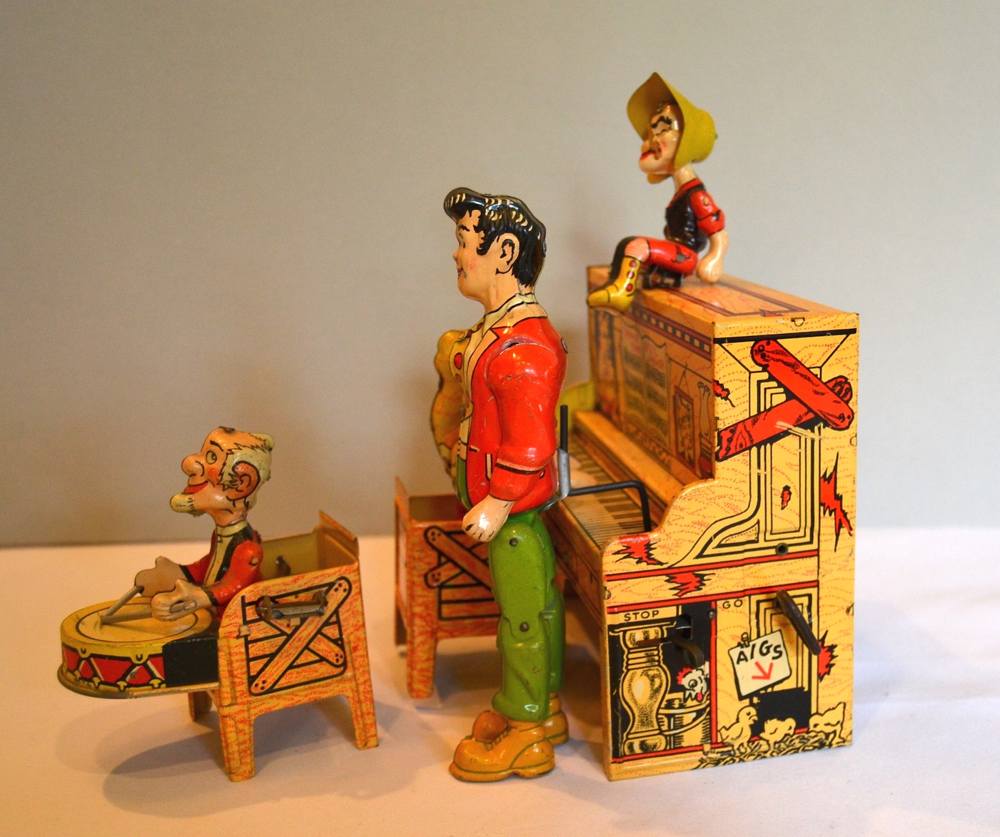 Bargain John's Antiques  Lil'l Abner and His Dog Patch Band Antique Wind  Up Toy in Box - Bargain John's Antiques