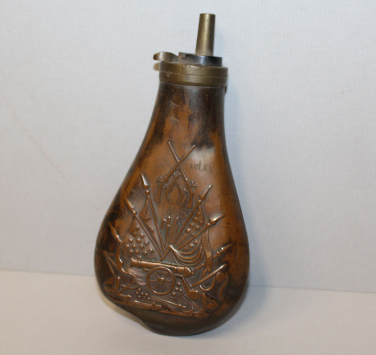 Gunpowder flask American civil war 1865, copper - Catawiki