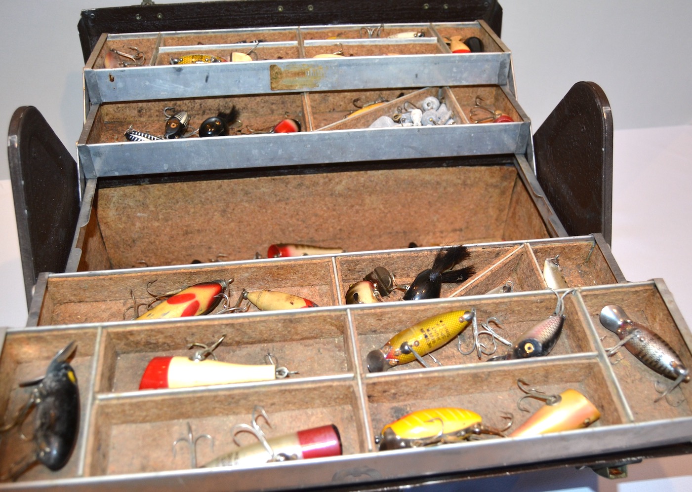 Antique Tackle Box Full of Wooden Fishing Lures