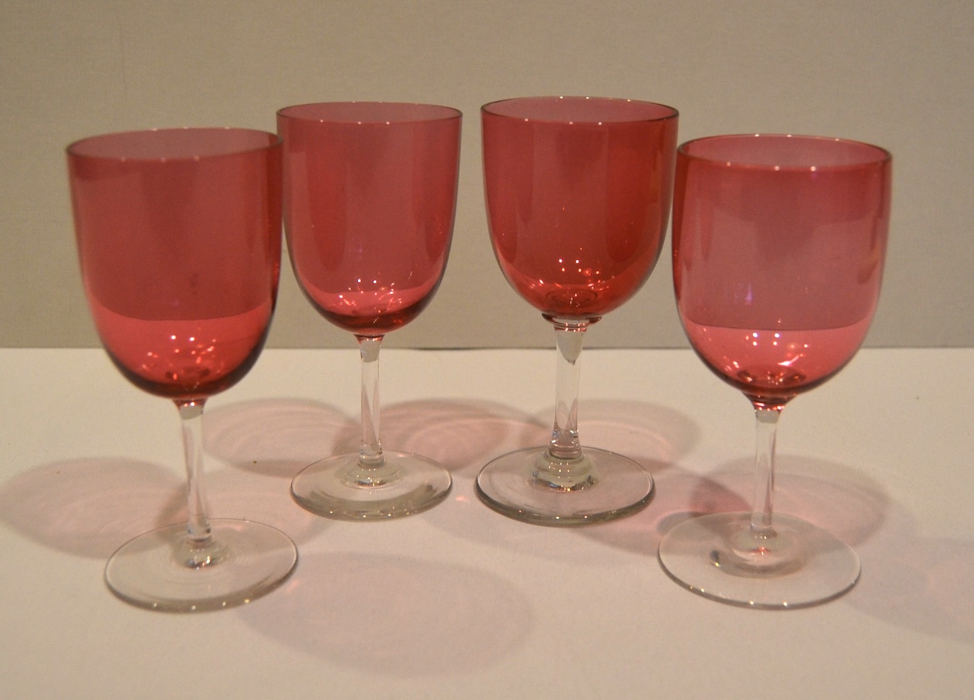 Antique Cranberry Red Crystal Cordial Wine Glasses - Set of 12