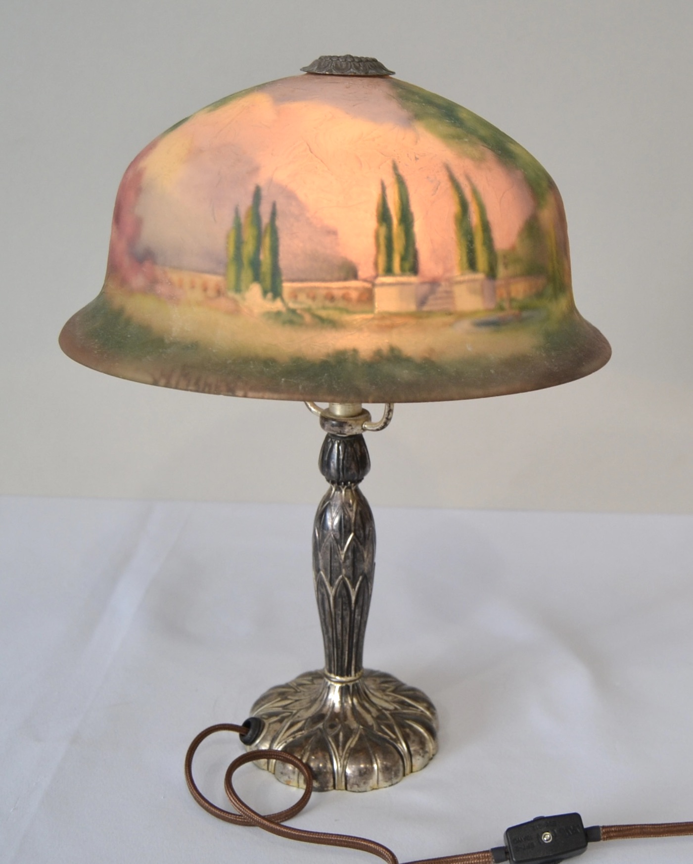 Bargain John's Antiques | Antique Reverse Painted Boudoir Lamp