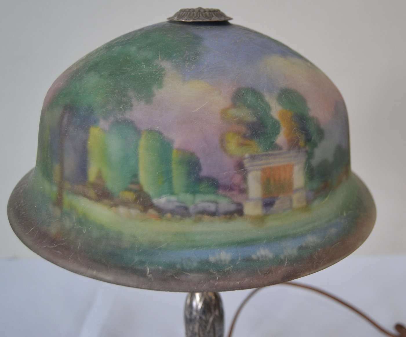 Bargain John's Antiques | Antique Reverse Painted Boudoir Lamp