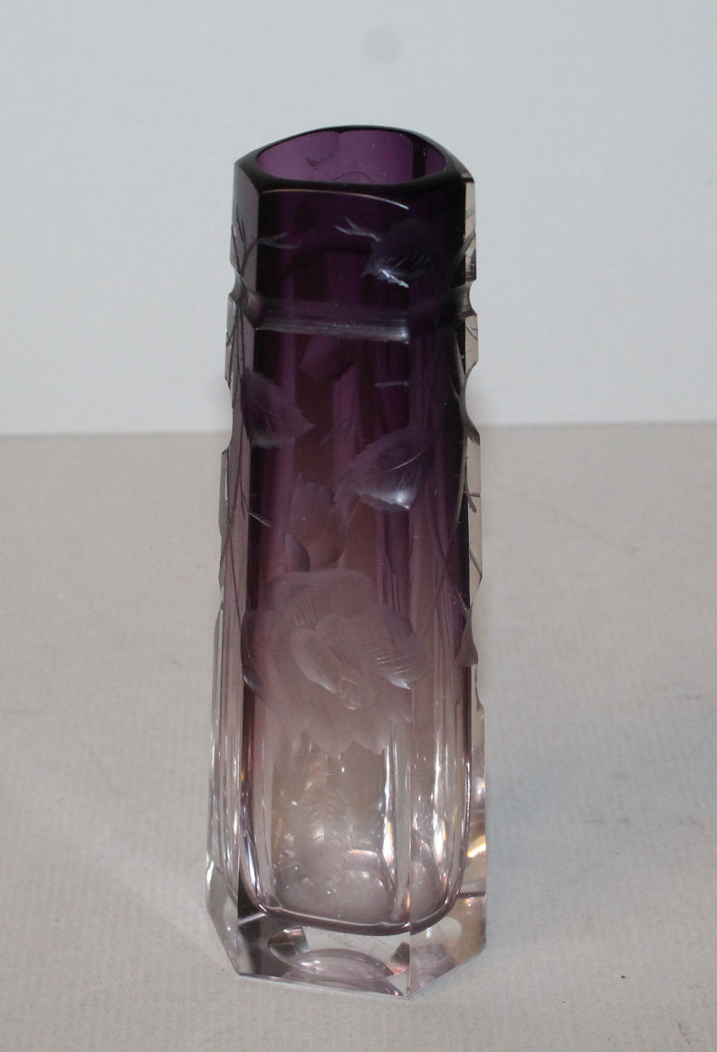 Bargain John's Antiques | Intaglio Amethyst to Clear Art Glass