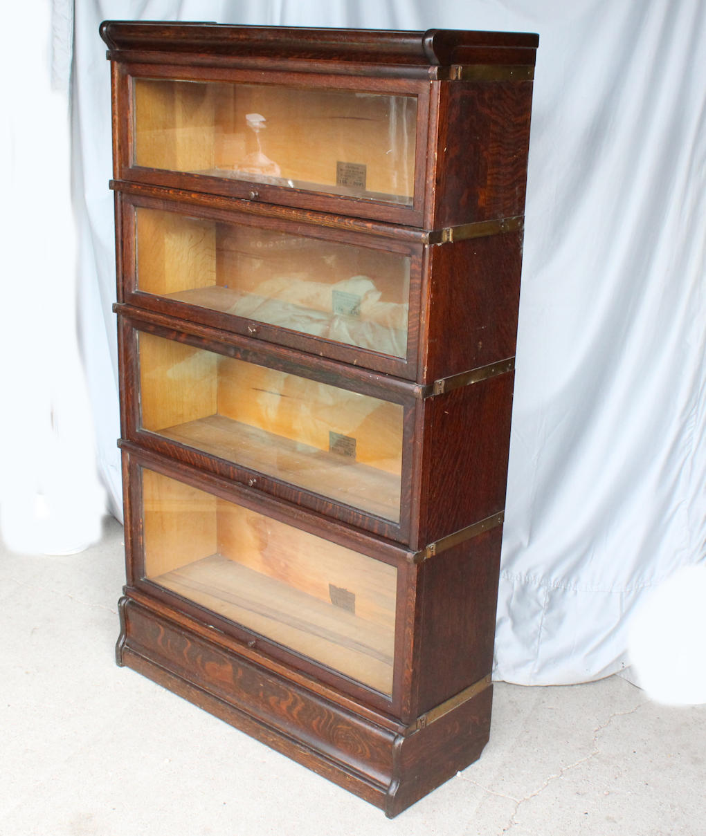 Antique Oak Barrister Bookcase Globe Wernicke 4 High Sectional Original finish